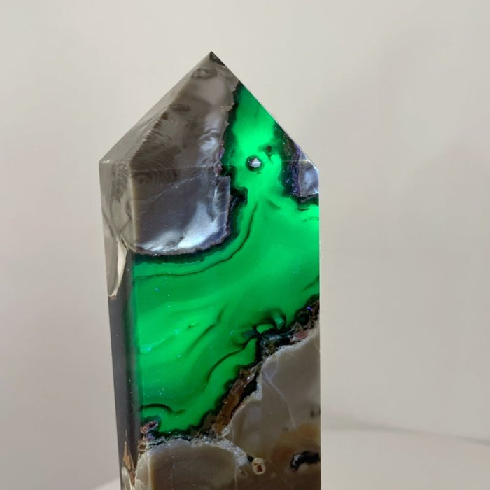 4 Pieces Large Volcano Agate Tower(UV-Reactive)