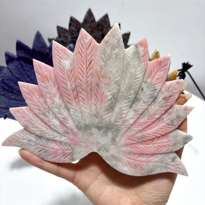 4 Pieces Peacock Wing With Stand Yooperlite Crazy Agate