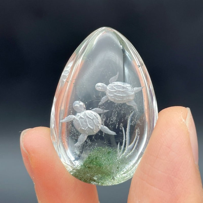 4 Pieces Sea Turtle Garden Quartz Inner Scene Carving