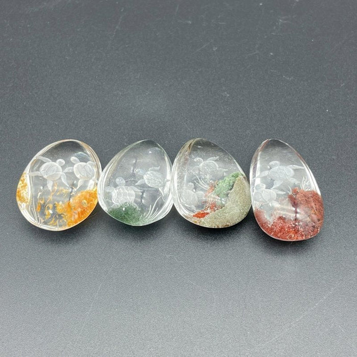 4 Pieces Sea Turtle Garden Quartz Inner Scene Carving