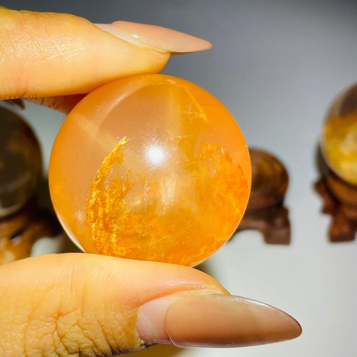 4 Pieces Six Star Line Rose Quartz Rabbit Hair Rutile Spheres