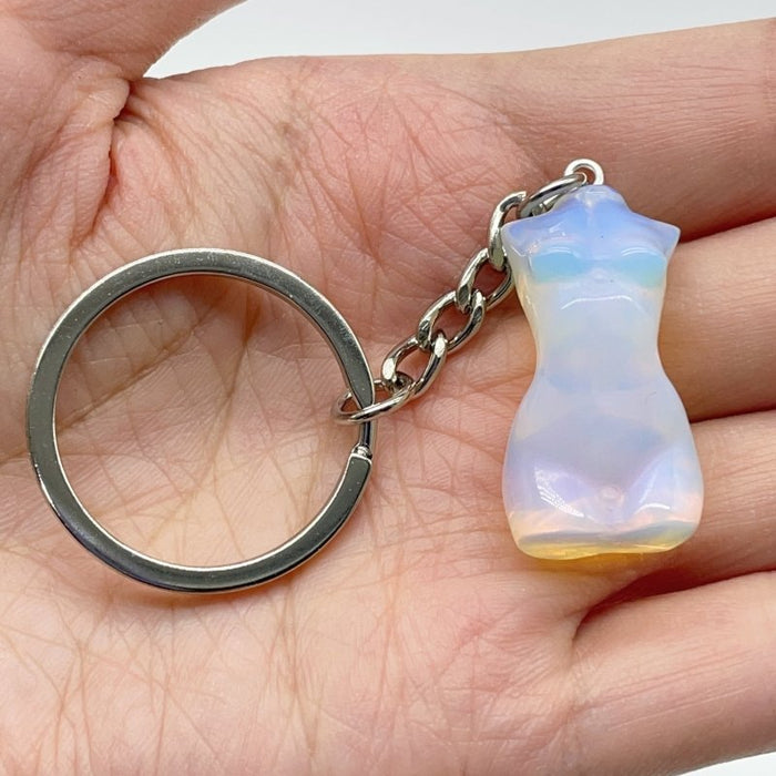 4 Types 3cm Goddess Carving Keychain Chevron Amethyst Opalite
