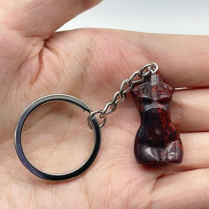 4 Types 3cm Goddess Carving Keychain Chevron Amethyst Opalite