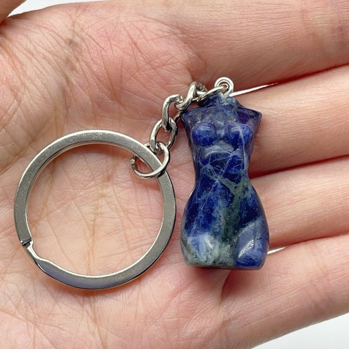 4 Types 3cm Goddess Carving Keychain Chevron Amethyst Opalite