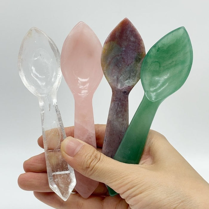 4 Types Spoon Carving Rose Quartz Green Aventurine Wholesale