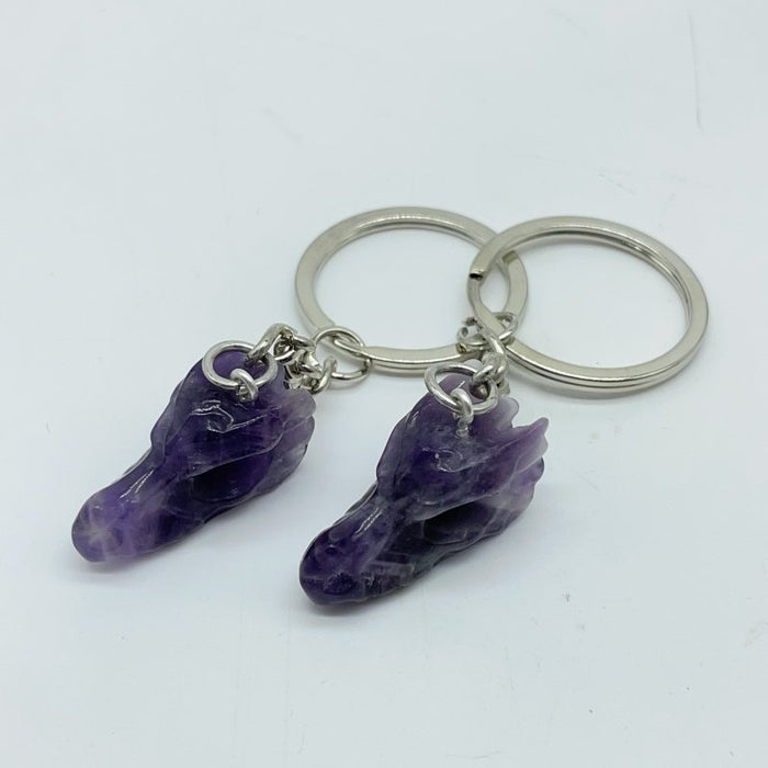 4 Types Dragon Head Crystal Keychain Carving Wholesale Green Aventurine Ocean Jasper