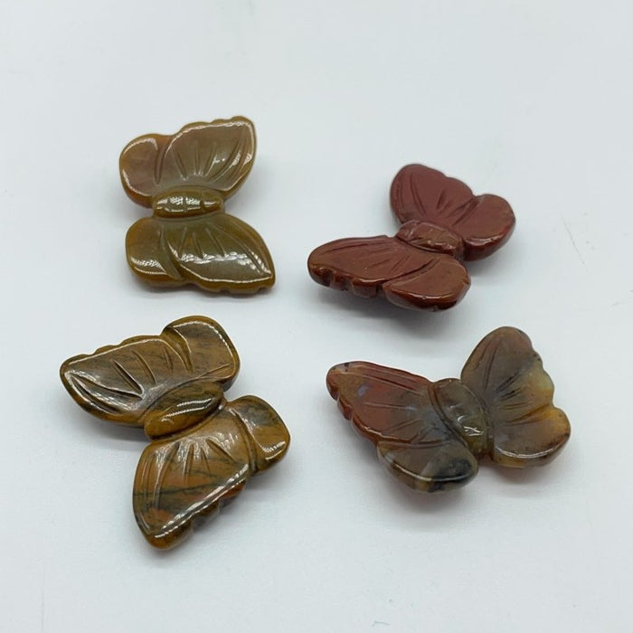 4 Types Mini Butterfly Carving Moss Agate Green Aventurine Wholesale