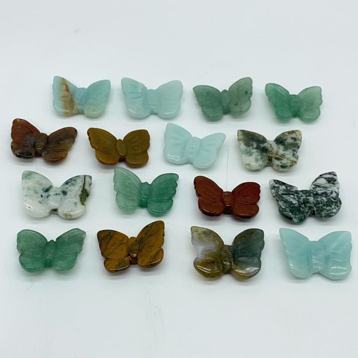 4 Types Mini Butterfly Carving Moss Agate Green Aventurine Wholesale