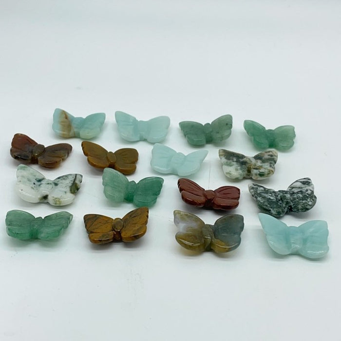 4 Types Mini Butterfly Carving Moss Agate Green Aventurine Wholesale