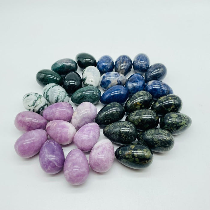 4 Types Mini Crystal Egg Moss Agate Kambaba Sodalite Lepidolite Wholesale