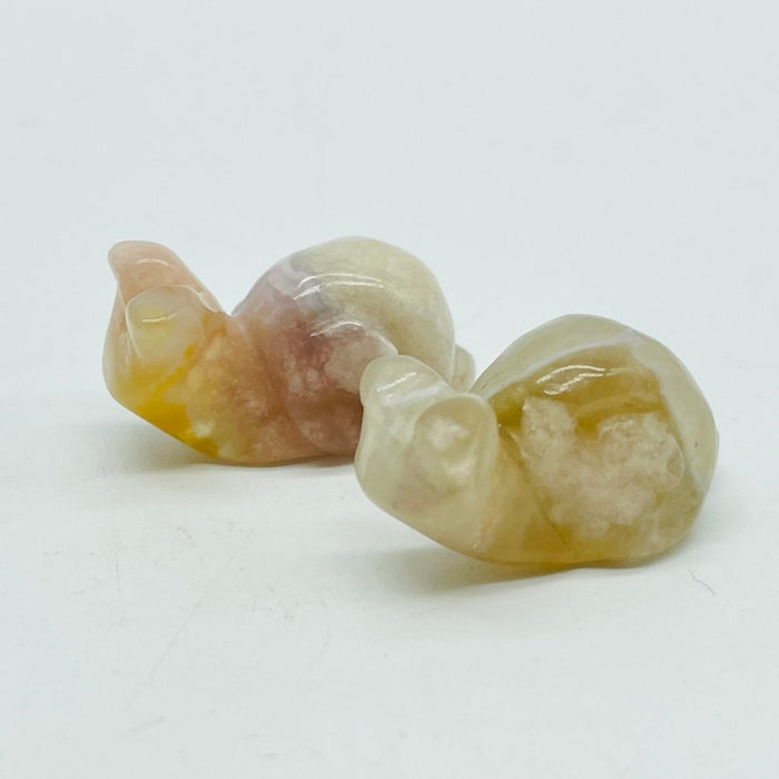 4 Types Mini Snail Carving Crystal Wholesale Howlite & Chevron Amethyst Sakura Agate