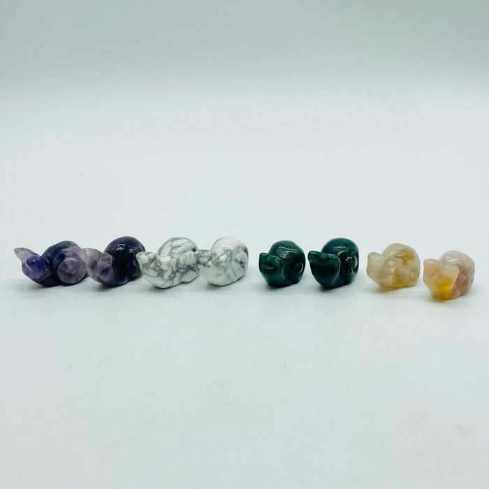 4 Types Mini Snail Carving Crystal Wholesale Howlite & Chevron Amethyst Sakura Agate