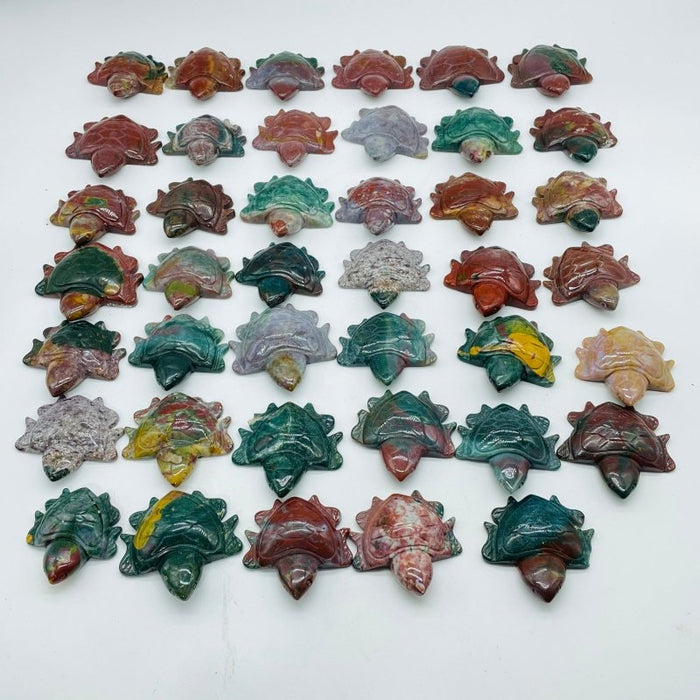 41 Pieces Colourful Ocean Jasper Sea Turtle Carving