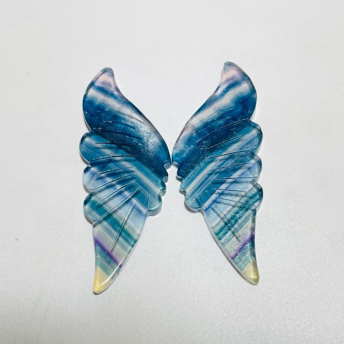 42 Pairs Rainbow Fluorite Butterfly Carving (A2BTF)