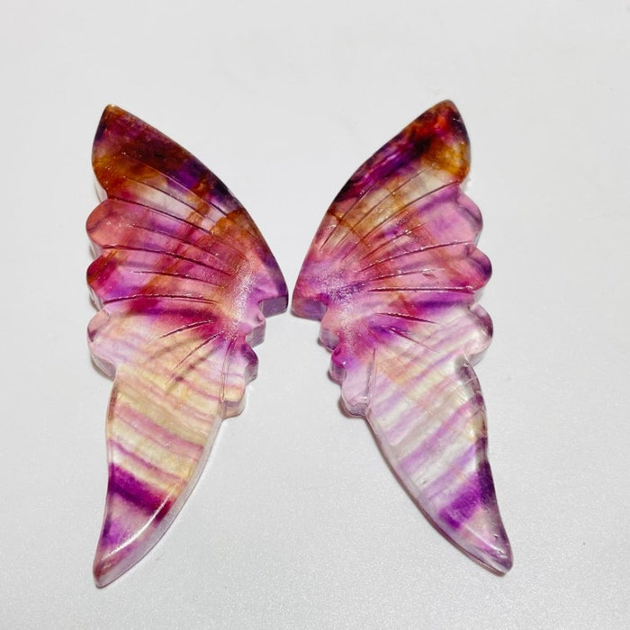 42 Pairs Rainbow Fluorite Butterfly Carving (A2BTF)