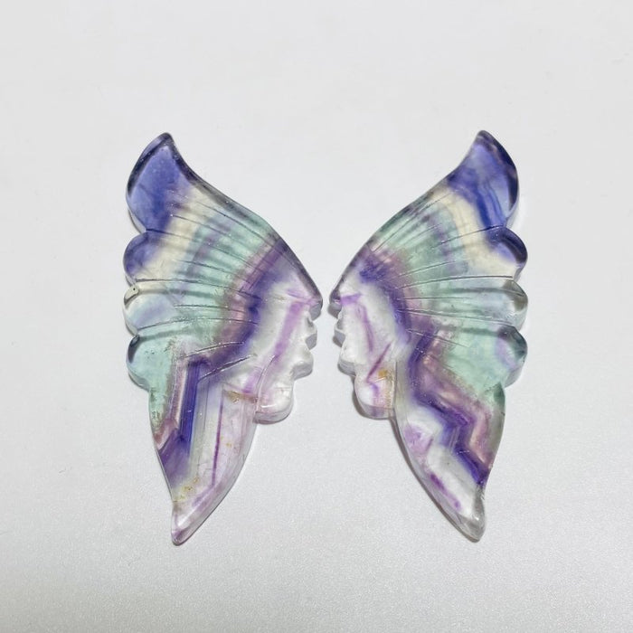 42 Pairs Rainbow Fluorite Butterfly Carving (A2BTF)