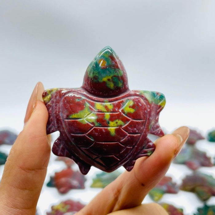 42 Pieces Colourful Ocean Jasper Sea Turtle Carving