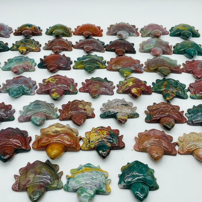 42 Pieces Colourful Ocean Jasper Sea Turtle Carving