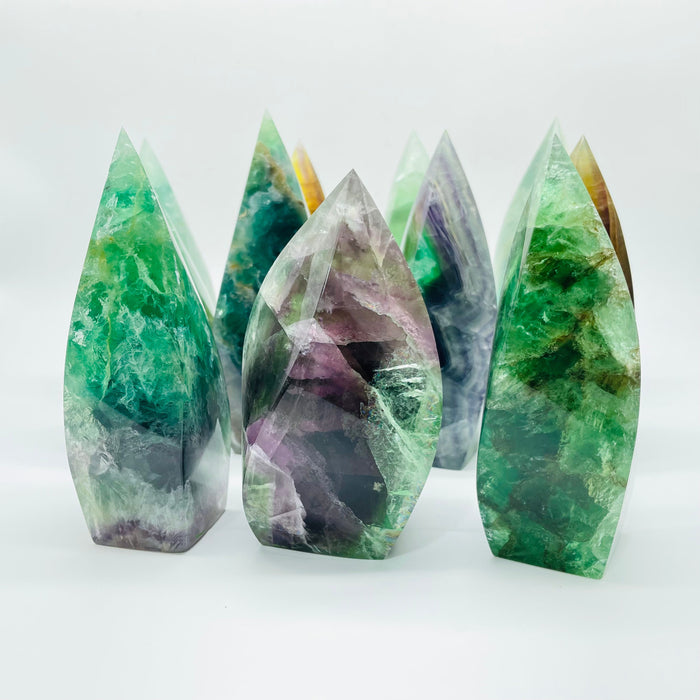 11 Pieces Large Rainbow Fluorite Mixed Color Flame High Quality