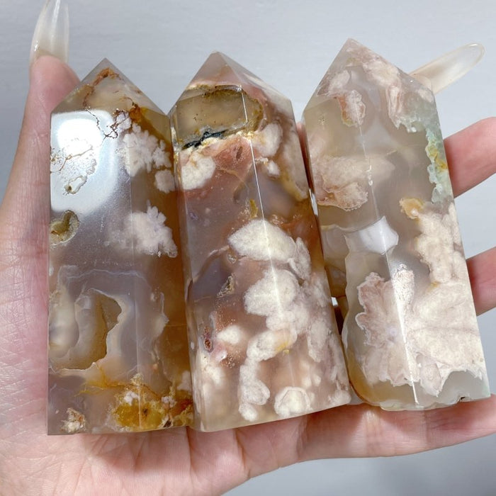 47 Pieces Fat Sakura Flower Agate Tower Points
