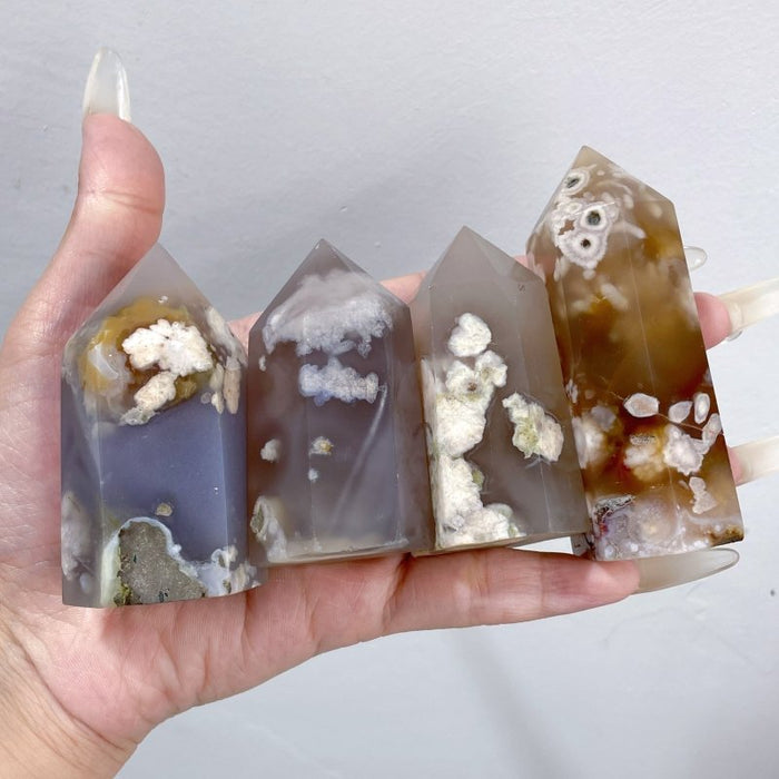 47 Pieces Fat Sakura Flower Agate Tower Points