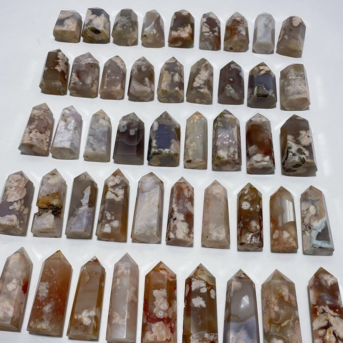 47 Pieces Fat Sakura Flower Agate Tower Points