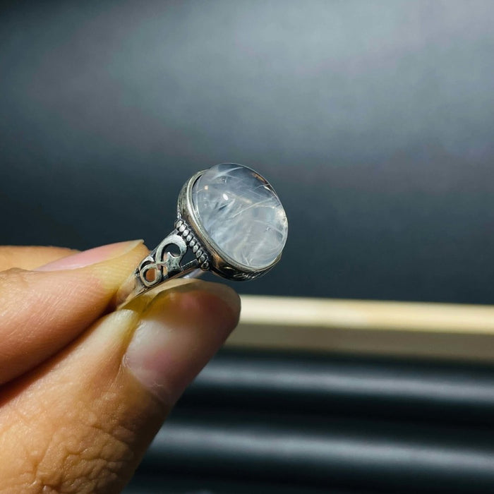 30 Pieces S925 High Grade Blue Angel Feather Quartz Ring