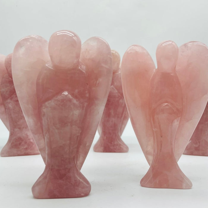 4in Large Rose Quartz Angel Carving Wholesale