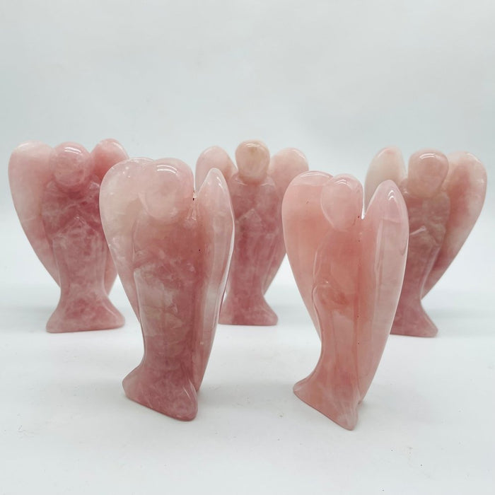 4in Large Rose Quartz Angel Carving Wholesale