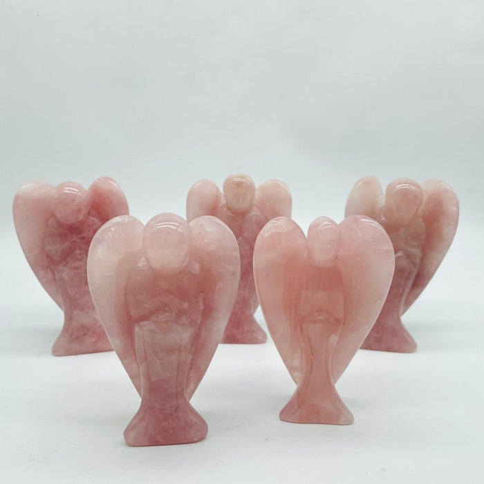 4in Large Rose Quartz Angel Carving Wholesale