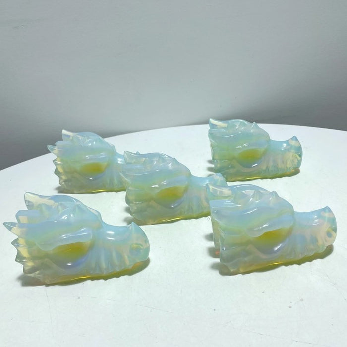 4in White Opalite Dragon Head Carving Wholesale