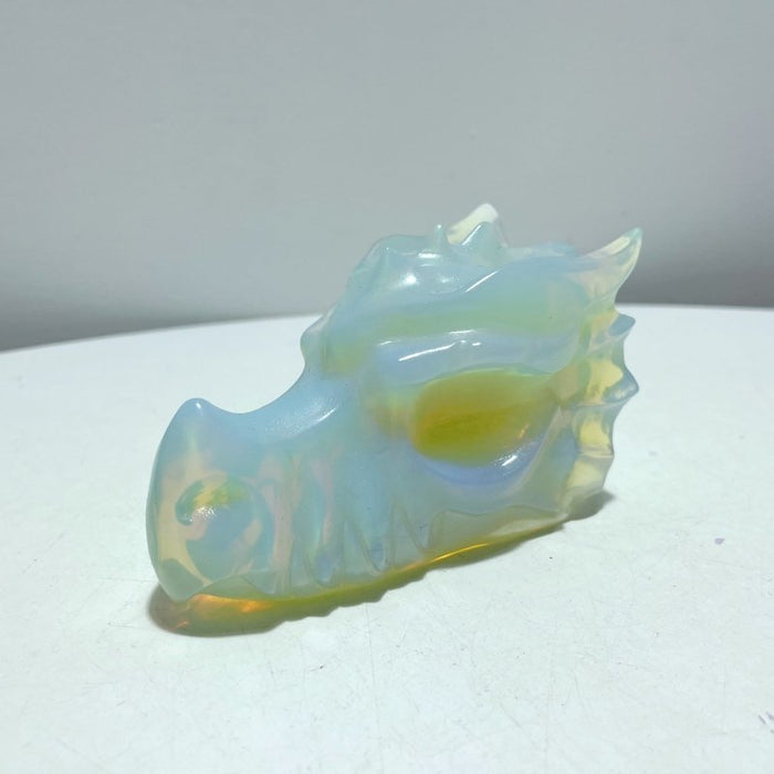 4in White Opalite Dragon Head Carving Wholesale