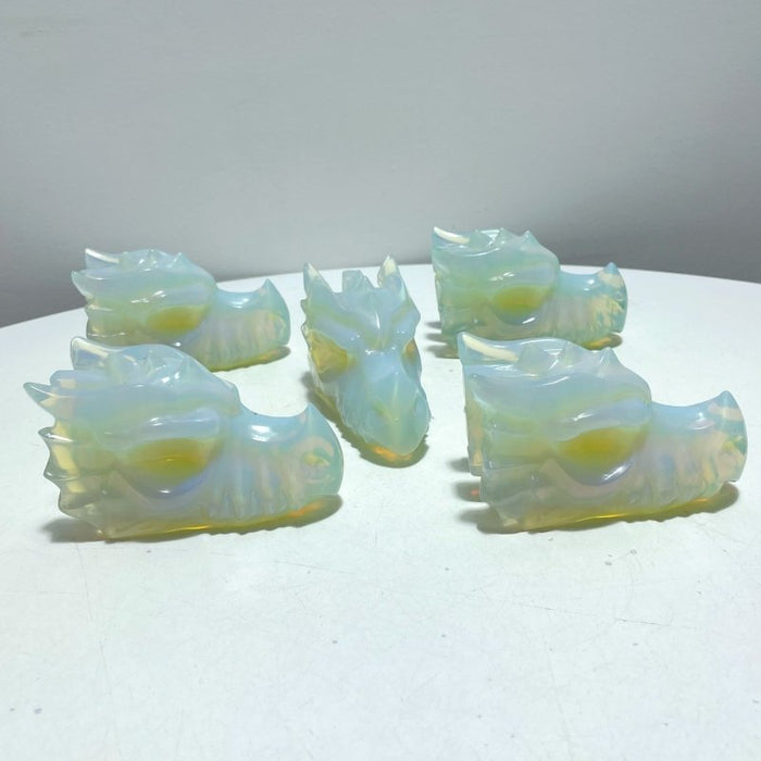 4in White Opalite Dragon Head Carving Wholesale