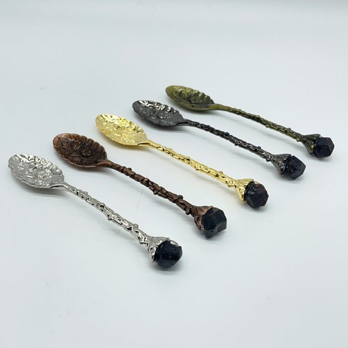 5 Colors Coffee Spoon With Garnet Raw Stone Wholesale