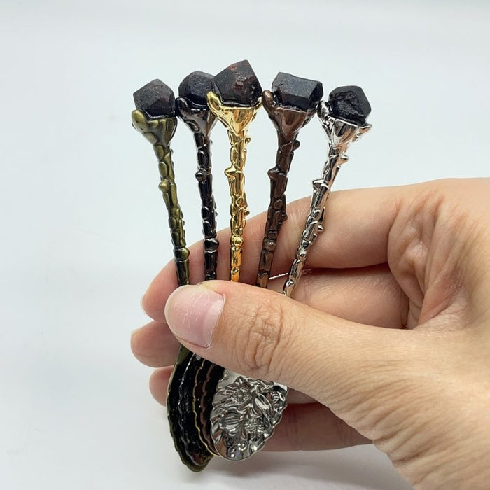 5 Colors Coffee Spoon With Garnet Raw Stone Wholesale