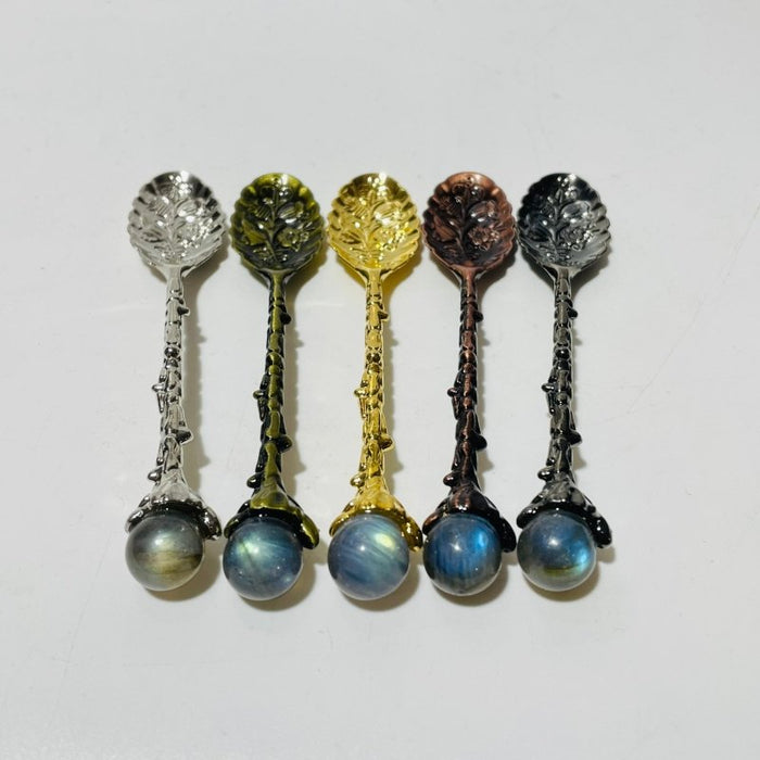 5 Colors Coffee Spoon With High Quality Labradorite Sphere Wholesale