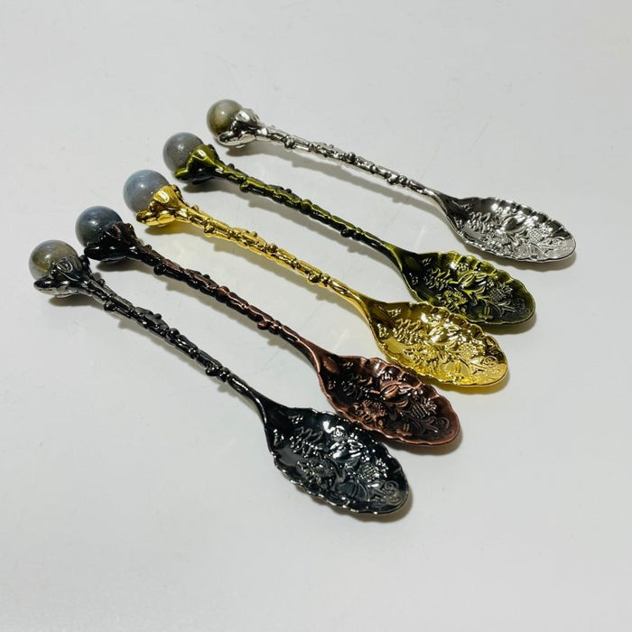 5 Colors Coffee Spoon With High Quality Labradorite Sphere Wholesale