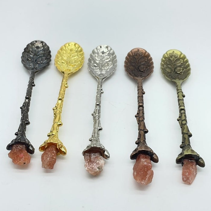 5 Colors Coffee Spoon With Sunstone Raw Stone Wholesale