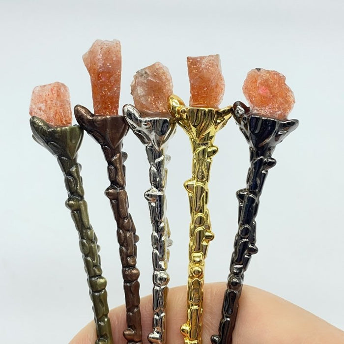 5 Colors Coffee Spoon With Sunstone Raw Stone Wholesale