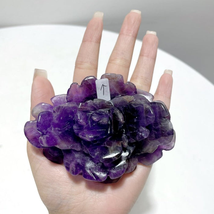 5 Pairs Amethyst Flower Carving With Stand