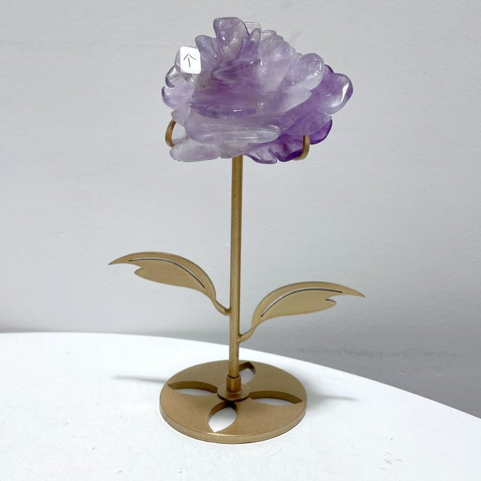 5 Pairs Amethyst Flower Carving With Stand