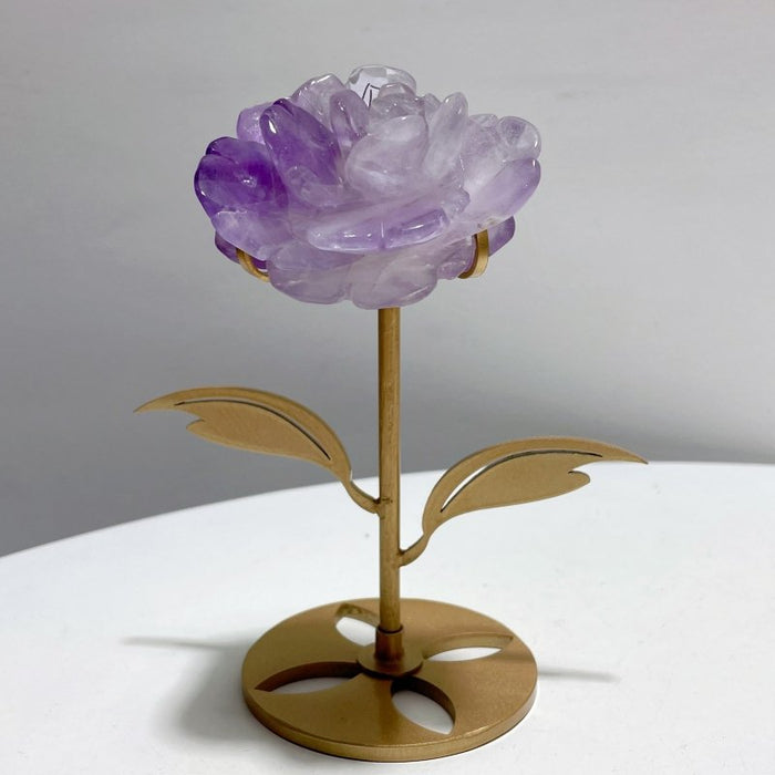 5 Pairs Beautiful Amethyst Flower Carving With Stand