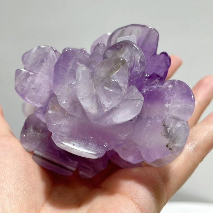 5 Pairs Beautiful Amethyst Flower Carving With Stand
