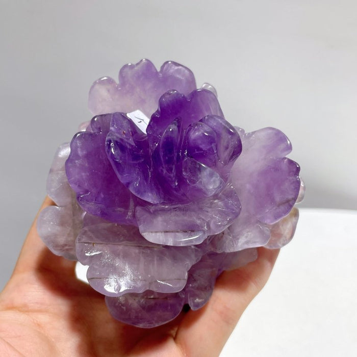 5 Pairs Beautiful Amethyst Flower Carving With Stand