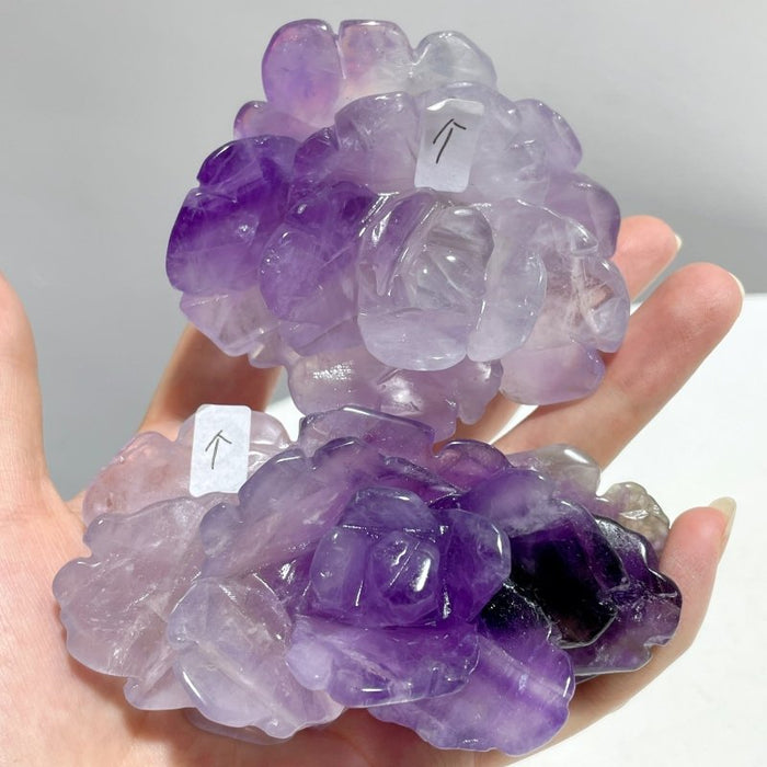 5 Pairs Beautiful Amethyst Flower Carving With Stand