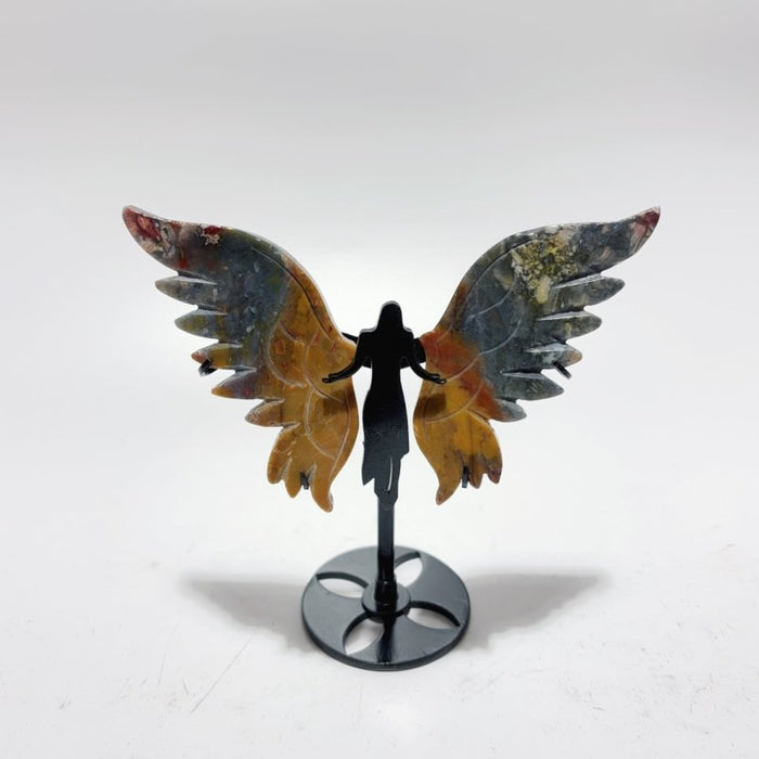 5 Pairs Beautiful Angel Wing With Stand Crazy Agate Golden Hematoid Quartz