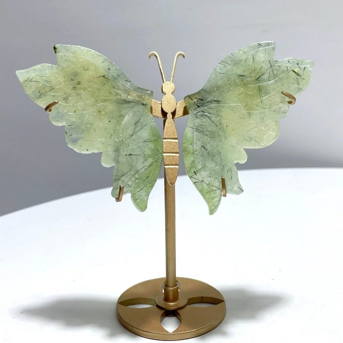 5 Pairs Beautiful Prehnite Butterfly Wing With Stand