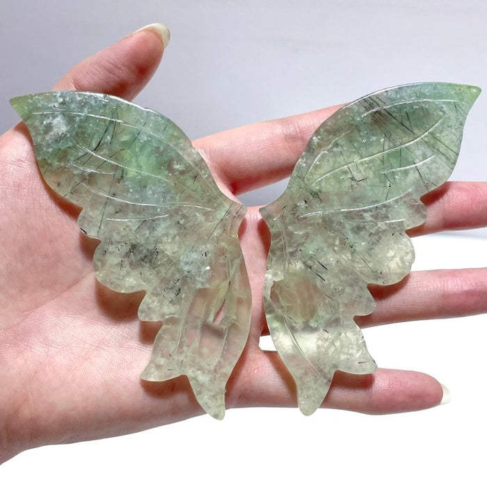 5 Pairs Beautiful Prehnite Butterfly Wing With Stand
