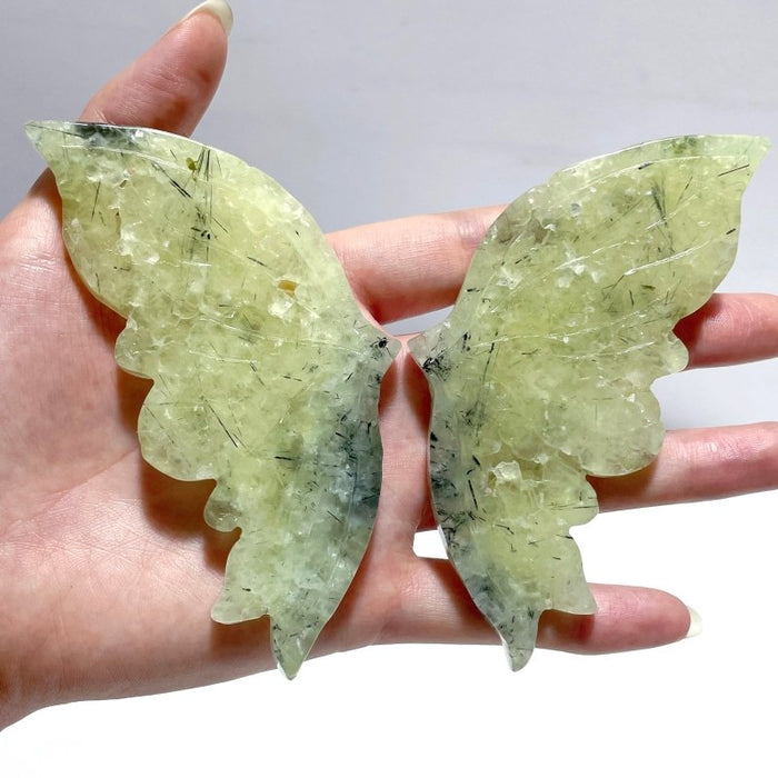 5 Pairs Beautiful Prehnite Butterfly Wing With Stand
