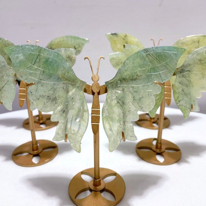 5 Pairs Beautiful Prehnite Butterfly Wing With Stand